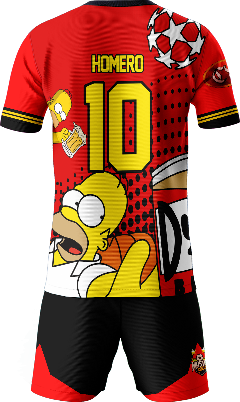 Uniforme de Fútbol Homero Simpson Duff Beer con Pantaloneta - Vista trasera