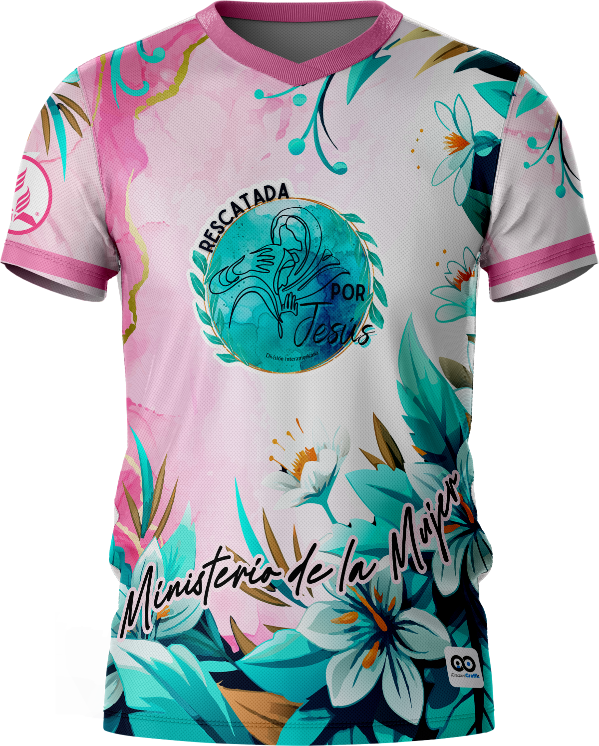 CAMISETA MINISTERIO DE LA MUJER RESCATADA POR JESÚS