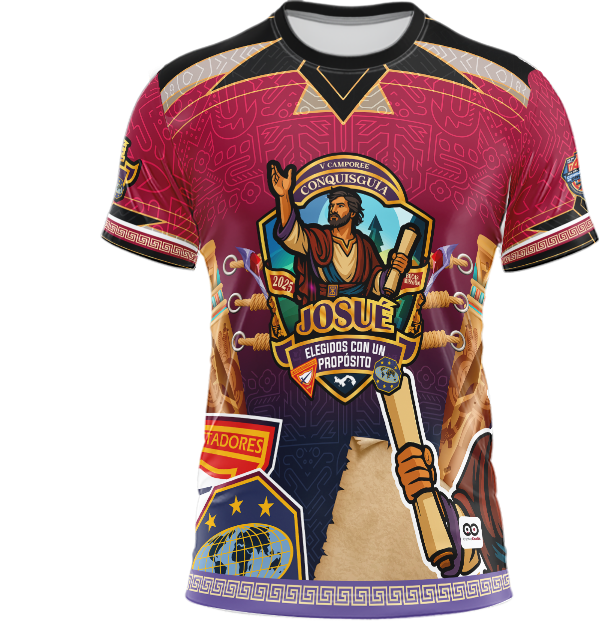 CAMISETA V CAMPOREE DE CONQUISGUÍA JOSUÉ ELEGIDOS CON UN PROPÓSITO 2025