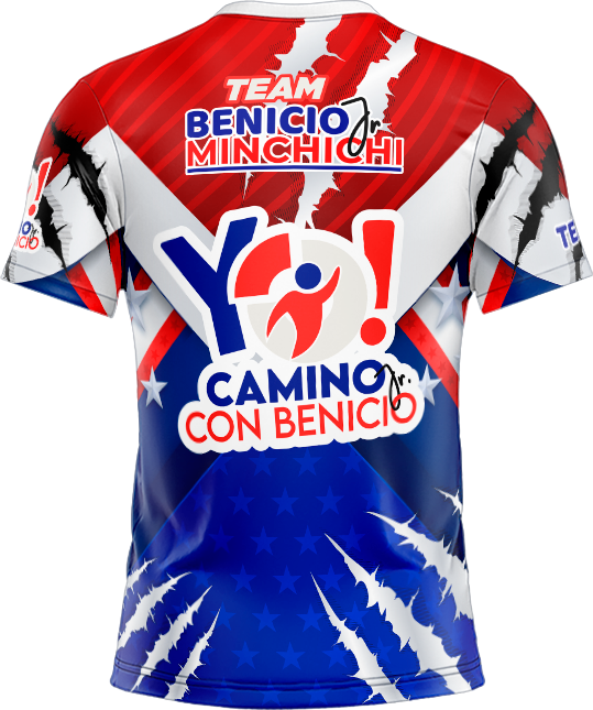 CAMISETA YO CAMINO CON BENICIO BENICIO ROBINSON JR VAMOS POR MÁS - Vista trasera
